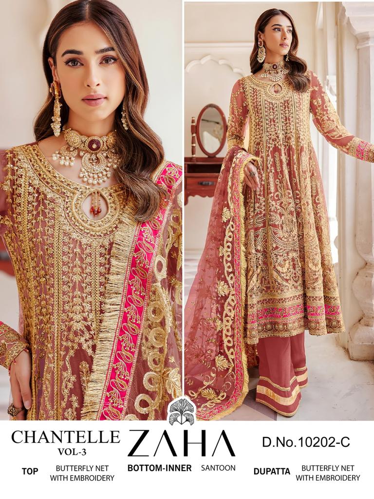 Chantelle Vol 3 By Zaha Heavy Pakistani Suits Catalog